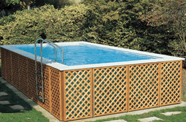 Finiture piscina in grigliato di legno